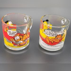 Vintage 8oz 2 1978 McDonald's Promotional Garfield abs Ode Glass Mugs